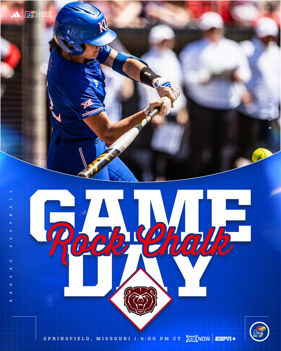 Gameday across the border. ➡️ at Missouri State ⏰ 4 p.m. CT 📍 Springfield, Missouri 📺 es.pn/4aElnyT 📊 bit.ly/3xMTJRK #RockChalk