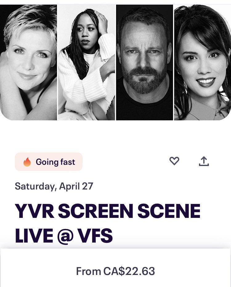 Eventbrite has now added “🔥 Going fast” to the #YVRScreenSceneLiveAtVFS ticket page. No lies detected; it’s a 🌶️ ticket! eventbrite.ca/e/yvr-screen-s…