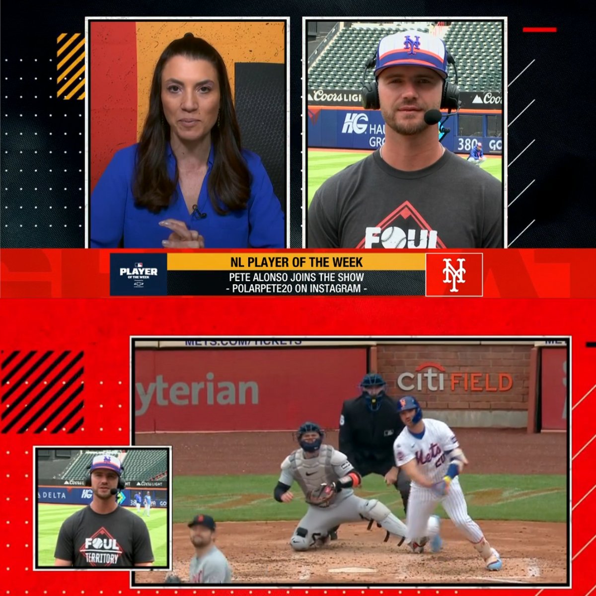 FoulTerritoryTV's tweet photo. Pete Alonso rocking his FT shirt on #HighHeat with @alannarizzo this morning 🔥🔥🔥

👕 https://t.co/ez0QqxIL4M https://t.co/PbstQnSYE4