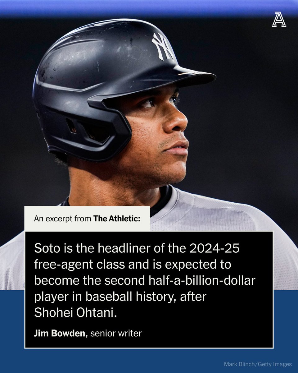 The Yankees figure prominently in @JimBowdenGM's first ranking of the top 100 potential free agents for the 2024-25 offseason. Six current players made the list, including Juan Soto as the top-ranked outfielder. Where the others rank ⤵️ theathletic.com/5422176/2024/0…