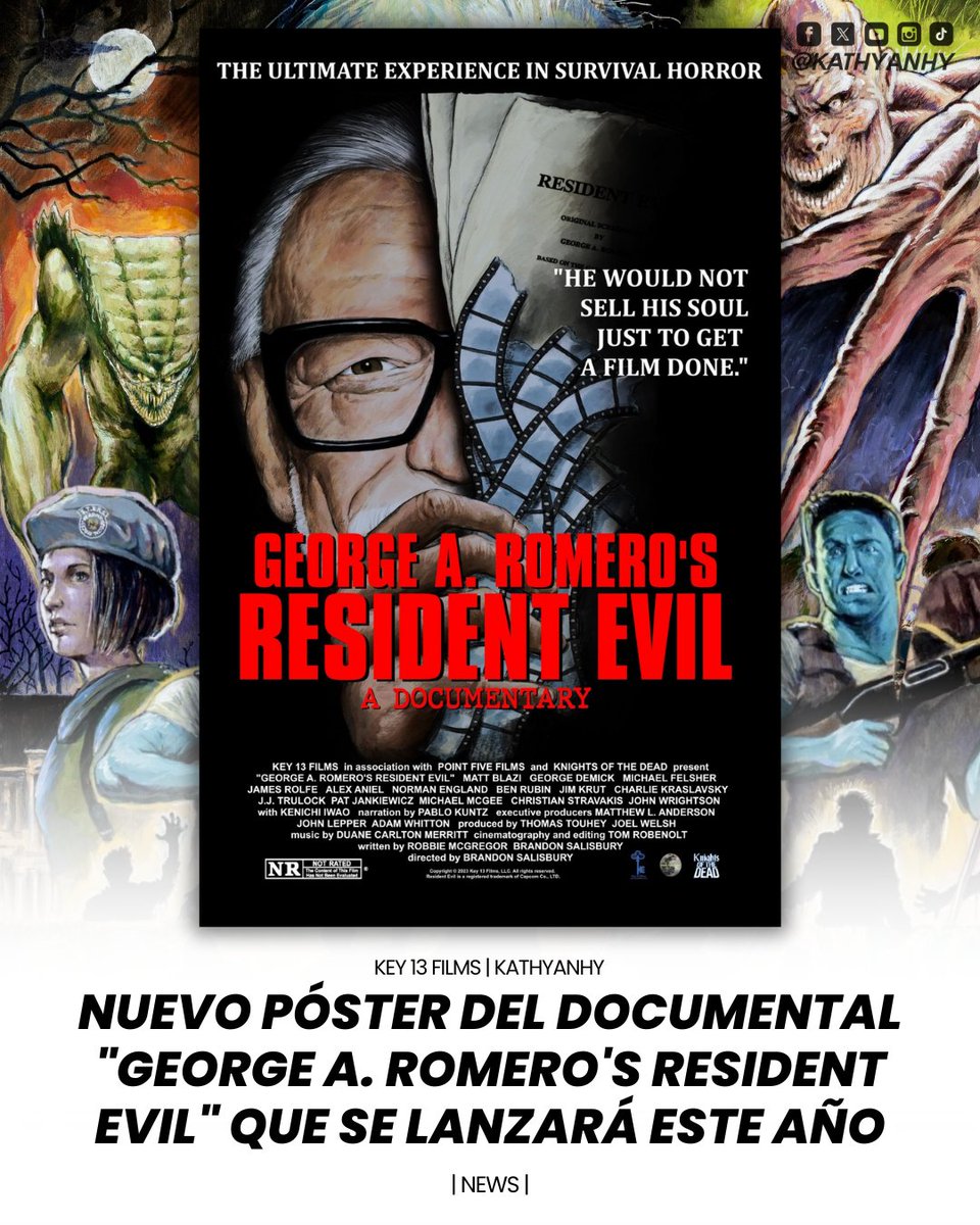 Nuevo póster del documental 'George A. Romero's Resident Evil' que se lanzará este año! Próximamente veremos un documental con material inédito, entrevistas de las personalidades involucradas y archivos ocultos de la adaptación cinematográfica no realizada de RESIDENT EVIL por…
