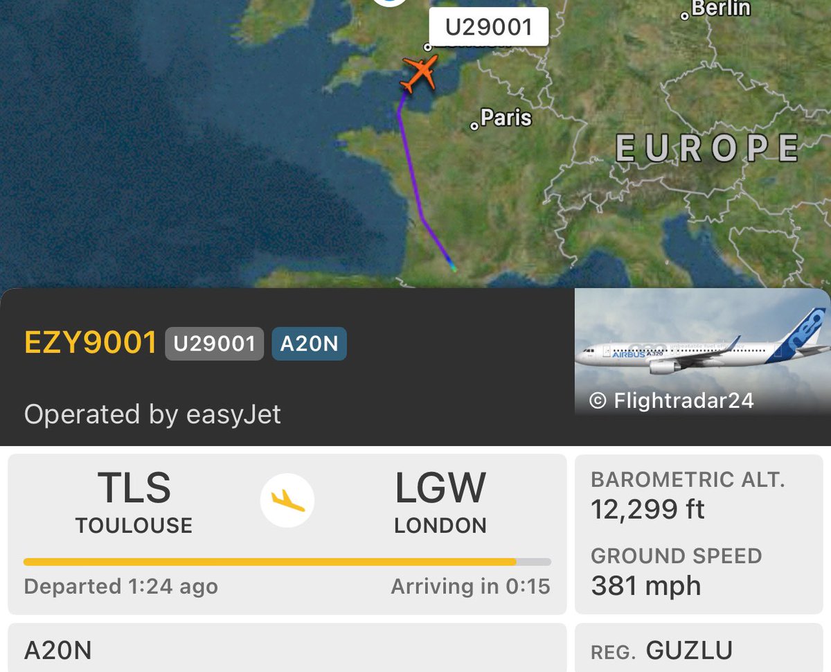 On delivery to easyJet is Airbus A320N, G-UZLU, from Toulouse