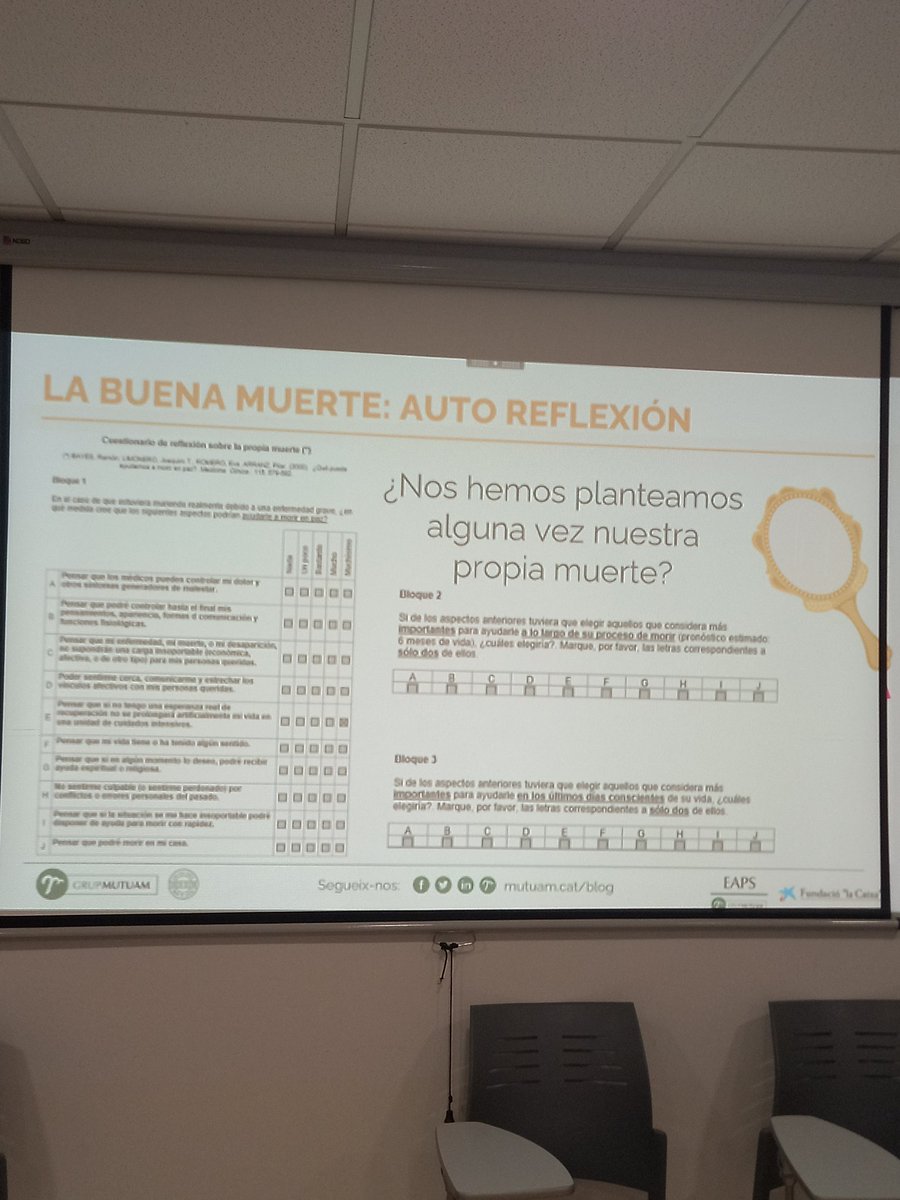 Taller con los compañeros del HAI Mutuam-Güell, reflexionando sobre la toma de decisiones en situación de final de vida.
¡Un gusto compartir sinergias!
@grupmutuam 
@CatEaps
#FundaciónLaCaixa 
#EnfermedadesAvanzadas #FinalDeVidaFundlaCaixa