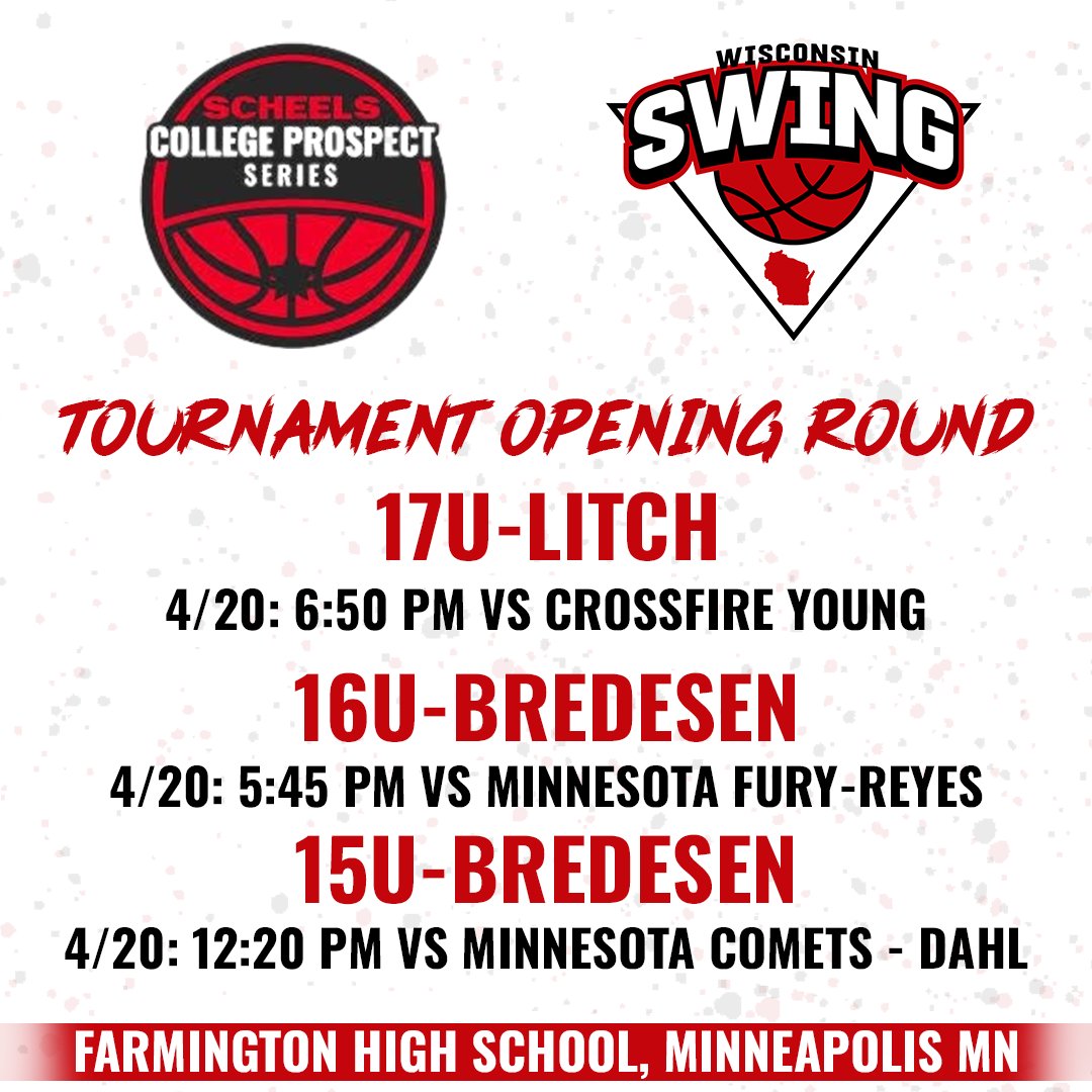 Wisconsin Swing Schedule for the opening round of @seriesprospect1 in Minnesota this weekend. Gonna be a great opportunity!! College coaches check out our 17u, 16u, and 15u Squads this weekend!!!
