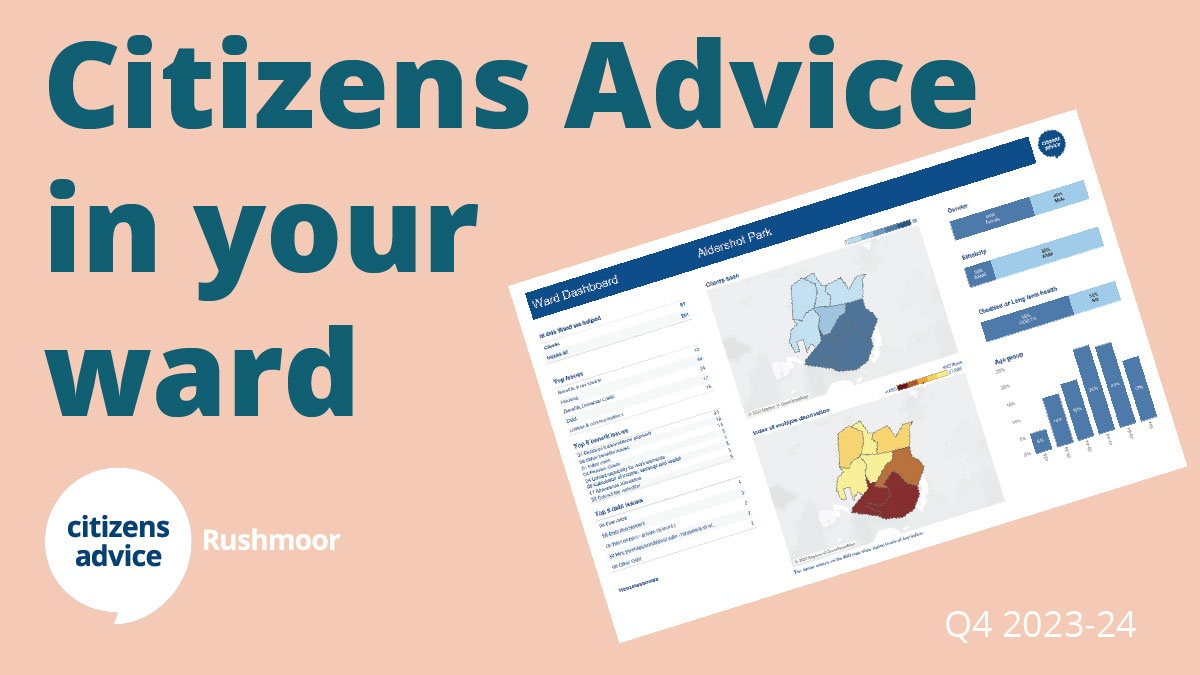 See how Citizens Advice helped people in your community from January to March 2024 - detailed statistics and maps for each ward available to download now, click the link below: lght.ly/mdl5hh @RushmoorCouncil #Farnborough #Aldershot