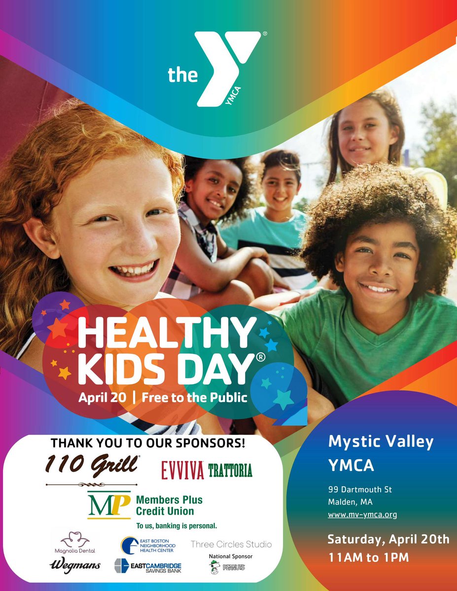 Join CHA at Mystic Valley YMCA’s Healthy Kids Day on April 20 from 11-1 p.m. This free event is open to the community and features a variety of activities focused on active play and fitness, nutrition education, and STEAM activities and demonstrations. buff.ly/49EWjqm