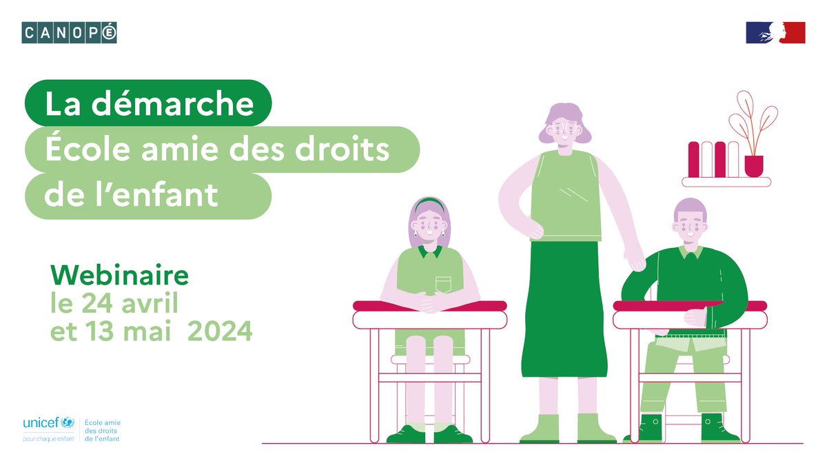 Découvrez le programme Écoles amies des droits de l’enfant de l’@UNICEF_france ! Deux webinaires pour l’inscrire au sein de votre projet d’école, et mobiliser les enfants, parents et les autres acteurs de l’école sur le projet. Infos et inscriptions ici reseau-canope.fr/service/la-dem…