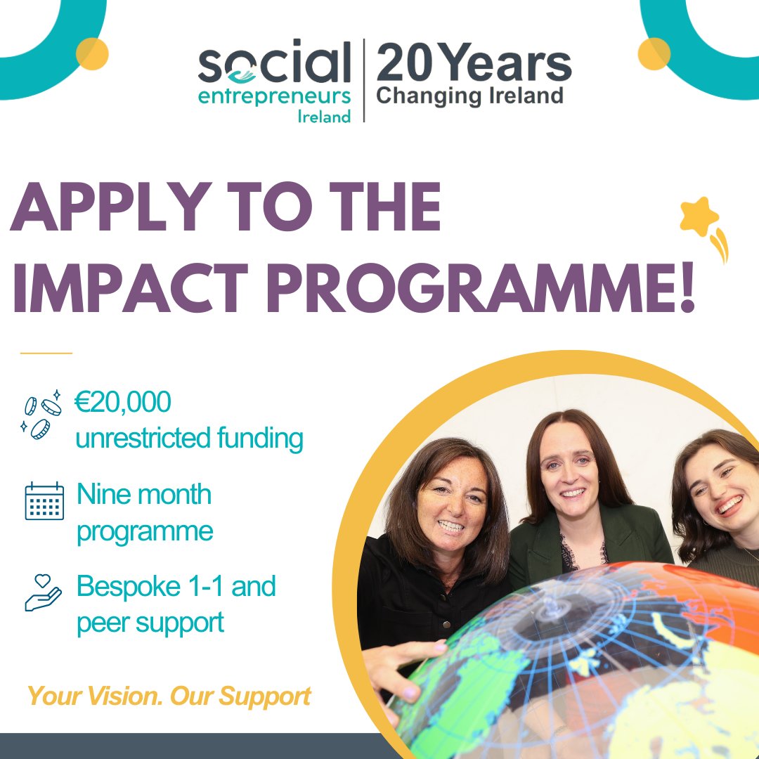 ⚠ Just one week left to submit your application ⚠ Join Ireland’s largest community of social entrepreneurs working across the country to solve Ireland’s social and environmental problems - apply for this year’s Impact Programme before April 24th socialentrepreneurs.ie