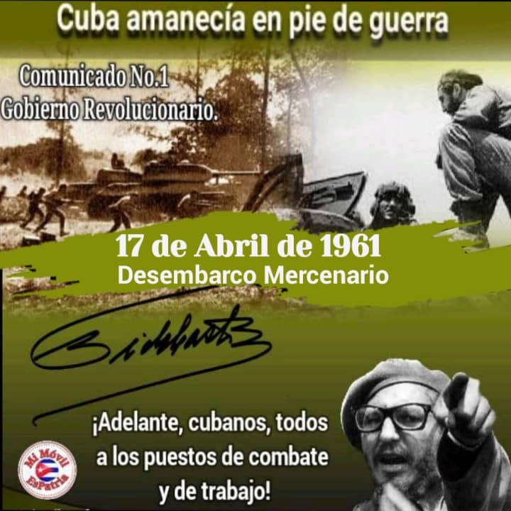 El 17 de abril 1961, desembarco mercenario por la Península de Zapata, #Cuba🇨🇺 amanecía en pie de guerra. ¡Adelante, cubanos, todos a los puestos de combate y de trabajo! #FidelCastro #TenemosMemoria #CubaViveEnHistoria #GironVictorioso @Colaboracionqba