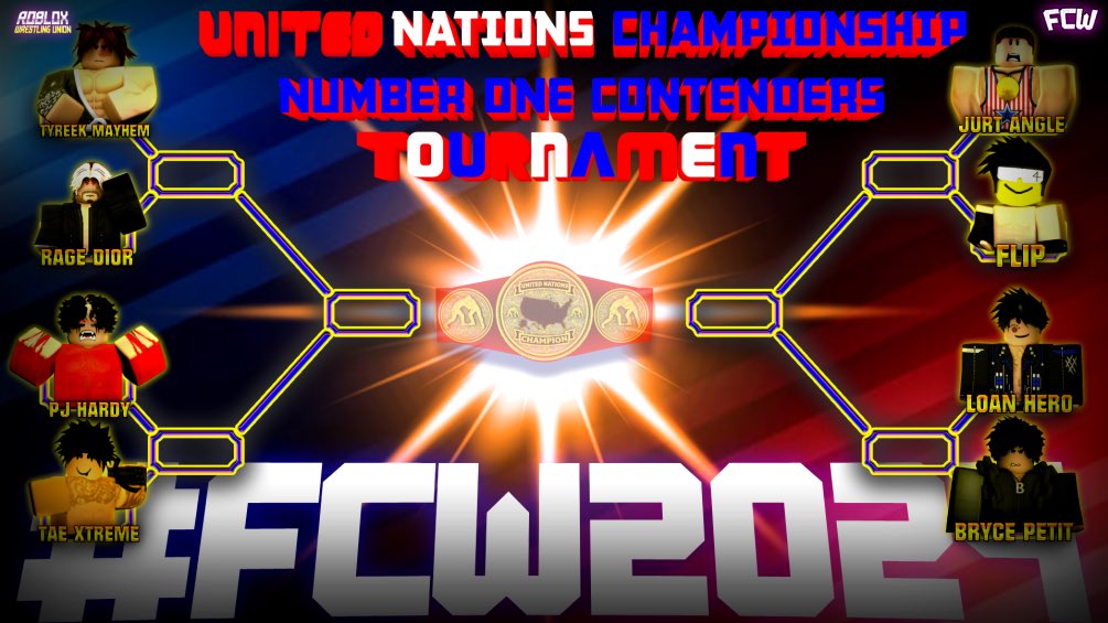 Tonight! The United Nations Number One contendership tournament starts!

Which man will challenge @JFKHeadshot58 at #FCWFALLOUT ?