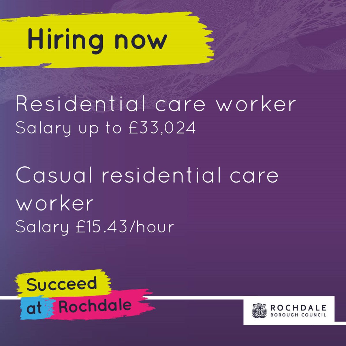 📣 Could you be a positive role model for our  young people?  👧👦

We have an amazing children's team - why not join us?

✅ Residential care worker
▶️ow.ly/u2oq50ReocG

✅Casual residential care worker 
▶️ow.ly/pWOV50RenQa

Closes: 28 April 2024

#SucceedAtRochdale