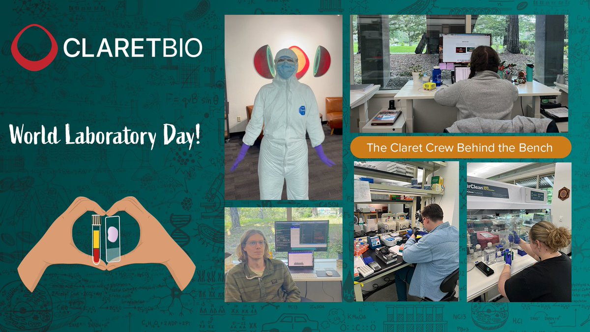 Happy #WorldLaboratoryDay! From meticulously labeled tubes to favorite gloves and pipettes, our Claret crew shines behind the scenes. Join us in recognizing our incredible team at the bench and monitors. If you're at #ABRF, swing by booth #209! Let's toast to World Laboratory Day