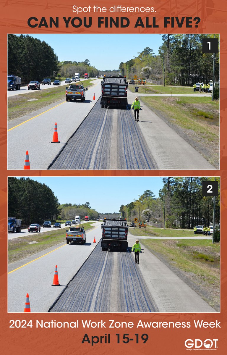 Let's have some fun while staying safe! It's Work Zone Safety Week, and we're challenging you to spot the differences in our work zone images. Get ready for some eye-opening insights into road safety. #SpotTheDifference #StaySafe #NWZAW