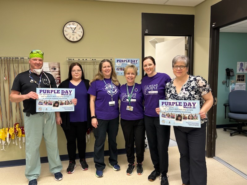 The EEG team at the Health Sciences Centre! They certainly showed their purple! Thank you for the support Dr. Jeddore and team!