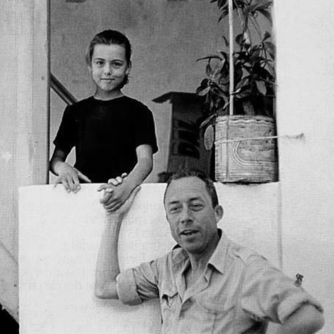 Albert Camus with his daughter, Catherine, in Greece, 1958.