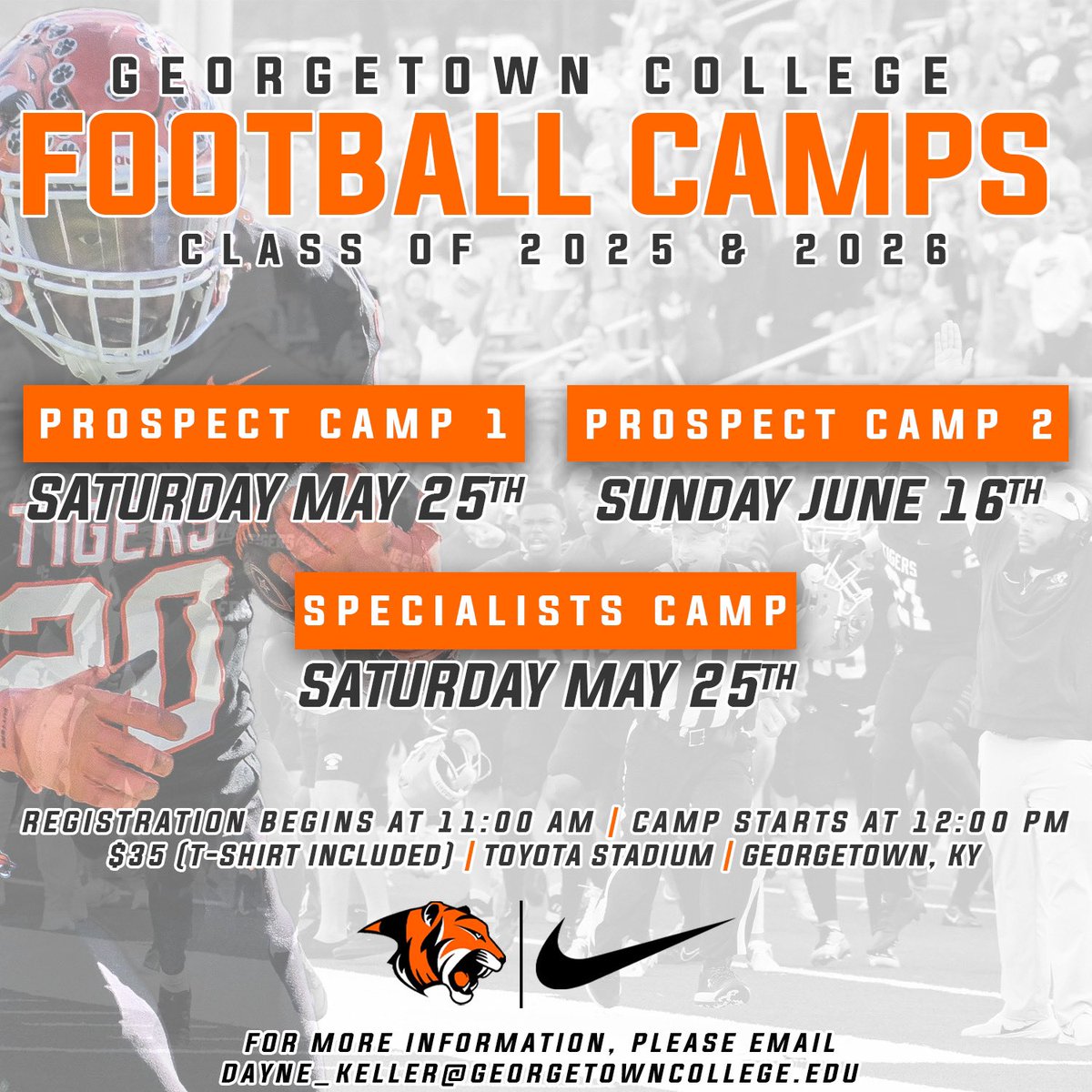 🚨2025 and 2026 Prospects🚨 Come compete with the best on May 25th or June 16th at Toyota Stadium in Gtown! 🏟️ Sign up today‼️⬇️ 🔗: admissions.georgetowncollege.edu/portal/footbal…