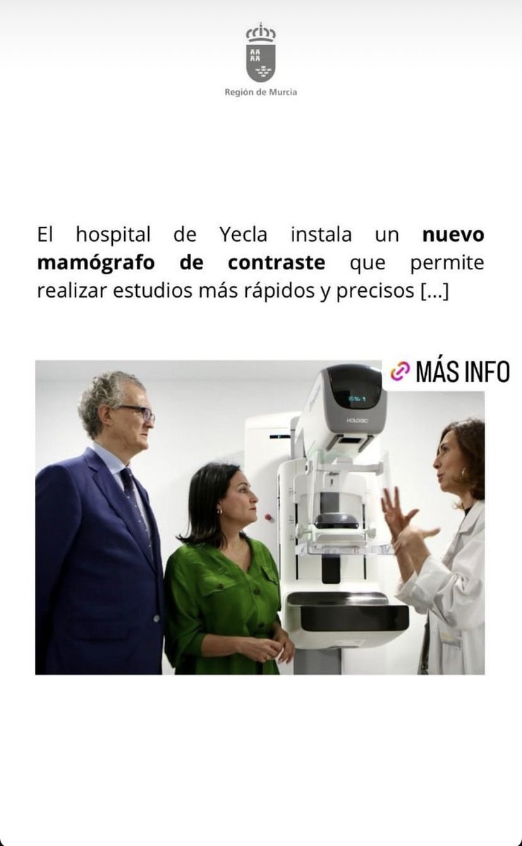 Isabel Ayala (@isabelayalavig) on Twitter photo 🏥Visita al nuevo mamógrafo de contraste que se estrena en el Hospital Virgen del Castillo <a href="/Area5Altiplano/">Área V Altiplano</a> y que permitirá mejorar el diagnóstico del cáncer de mama, ya que se conseguirá detectar mayor número de tumores y en estadios más precoces. 🏥Visita al nuevo mamógrafo de contraste que se estrena en el Hospital Virgen del Castillo <a href="/Area5Altiplano/">Área V Altiplano</a> y que permitirá mejorar el diagnóstico del cáncer de mama, ya que se conseguirá detectar mayor número de tumores y en estadios más precoces.