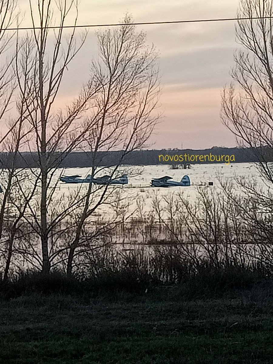 At the airfield in Kushkuly, planes float...