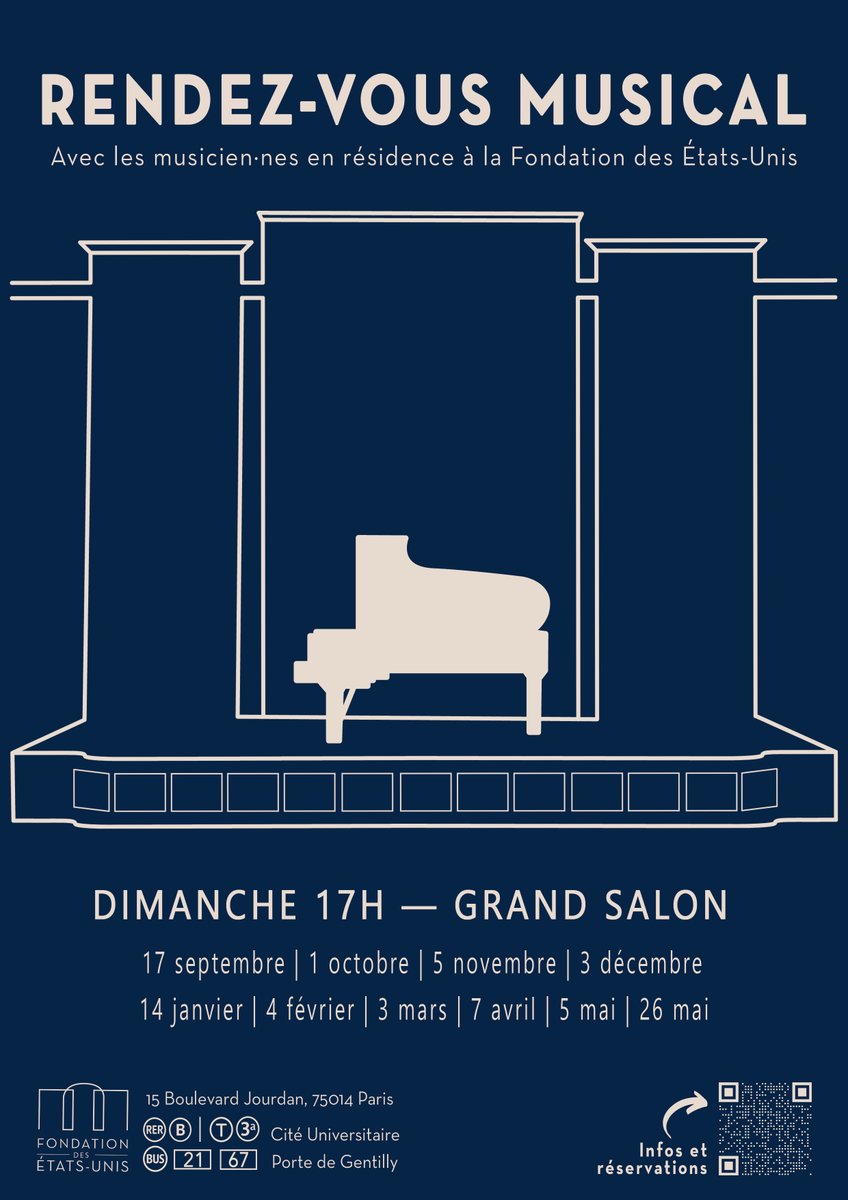 #Concert #RendezVousMusical Coordonné par Jared Michaud, les musiciens en résidence interprèteront un programme riche et variée d’œuvres classiques.

📅05/05 -17h
fondationdesetatsunis.org/fr/rendez-vous…

#ciup #paris14