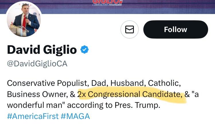 BaltmrePostgrad's tweet photo. @3YearLetterman What else would you expect from someone like @DavidGiglioCA who freely admits he’s a “2x Election Loser” It’s clear that he turns doorknobs with ease https://t.co/2W1K60JYQb