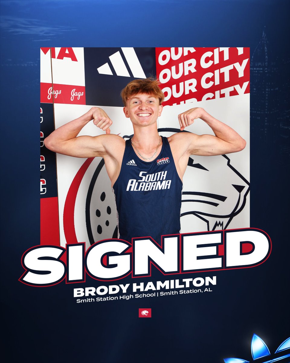 SouthAlabamaTXC's tweet photo. ✍️ 𝐎𝐅𝐅𝐈𝐂𝐈𝐀𝐋𝐋𝐘 𝐀 𝐉𝐀𝐆𝐔𝐀𝐑          

Welcome to Jag Nation, Brody ‼️ 

#OurCity https://t.co/mb6J4BC0NJ