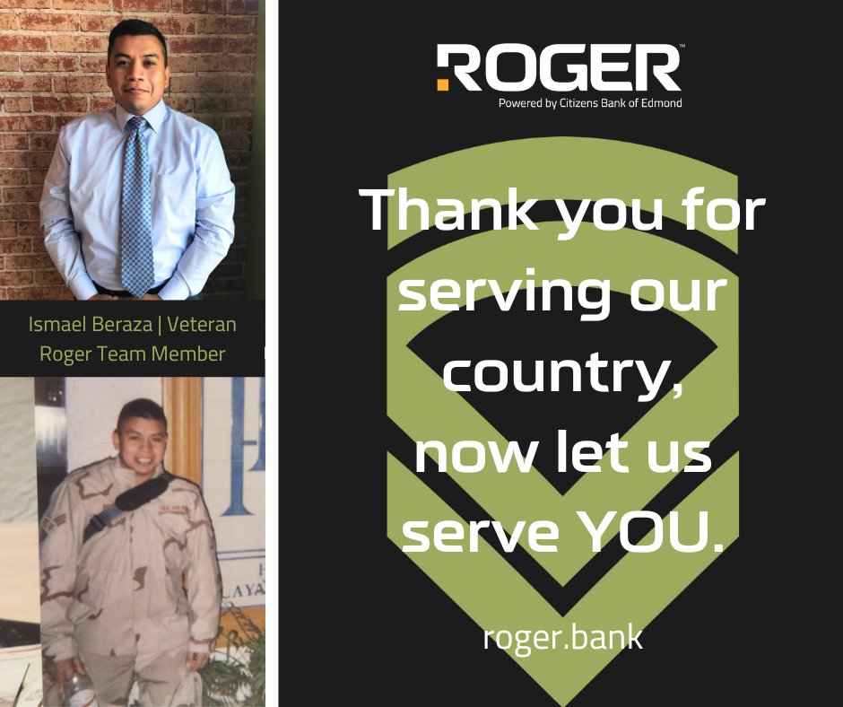 bankonroger's tweet photo. Over 20% of our team has served in the armed forces or is currently serving, including Ismael Beraza, Retail Operations Manager. We offer #militarybankingmadesimple! Join ROGER today! https://t.co/3ljY9RZ6fX