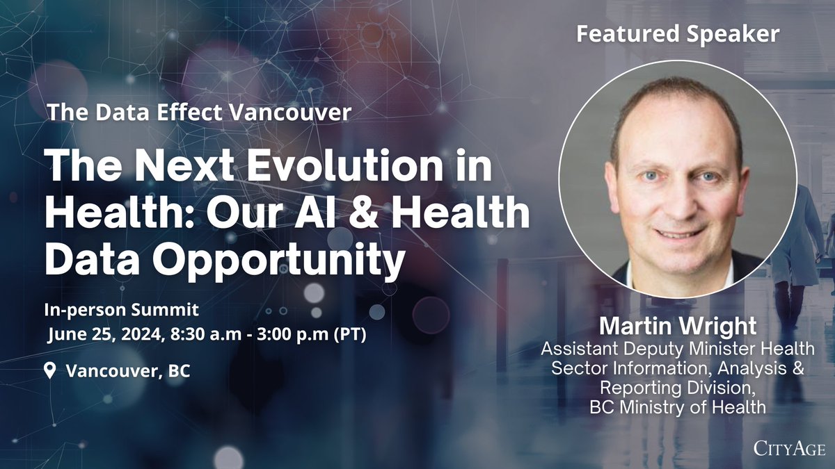 Be part of the transformation in B.C. and Canadian health sciences! Join us on June 25 for The Next Evolution in Health: Our AI & Health Data Opportunity with Martin Wright, Assistant Deputy Minister, BC Ministry of Health, as a speaker. Tickets ➡ lnkd.in/gVrDxX7W
