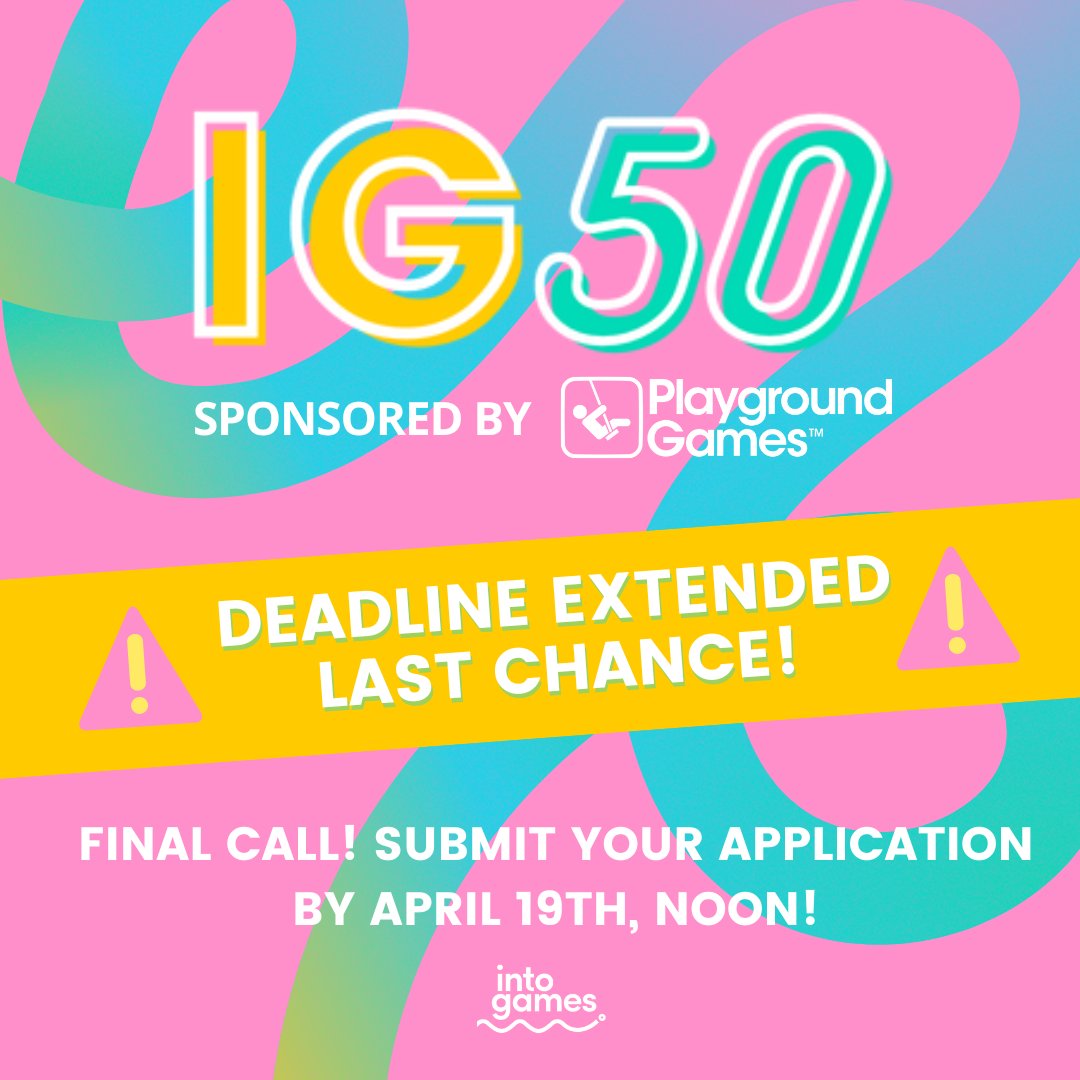 This is not a drill - the deadline has been extended for IG50 applications!⏰ The IG50 is a yearly award for 50 of the most employable, unemployed people in games! 😍 Submit your application by Friday April 19th, Noon Apply here today 👉intogames50.uk/apply