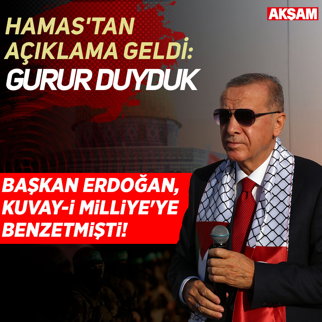 📌Hamas'tan, Başkan @RTErdogan'ın Filistin direnişi sözlerine övgü 'Erdoğan'ın onurlu duruşu Türk halkının konumunu somutlaştırıyor. Mücadelesindeki tutumları çok değerli' tmd.yt/h494n