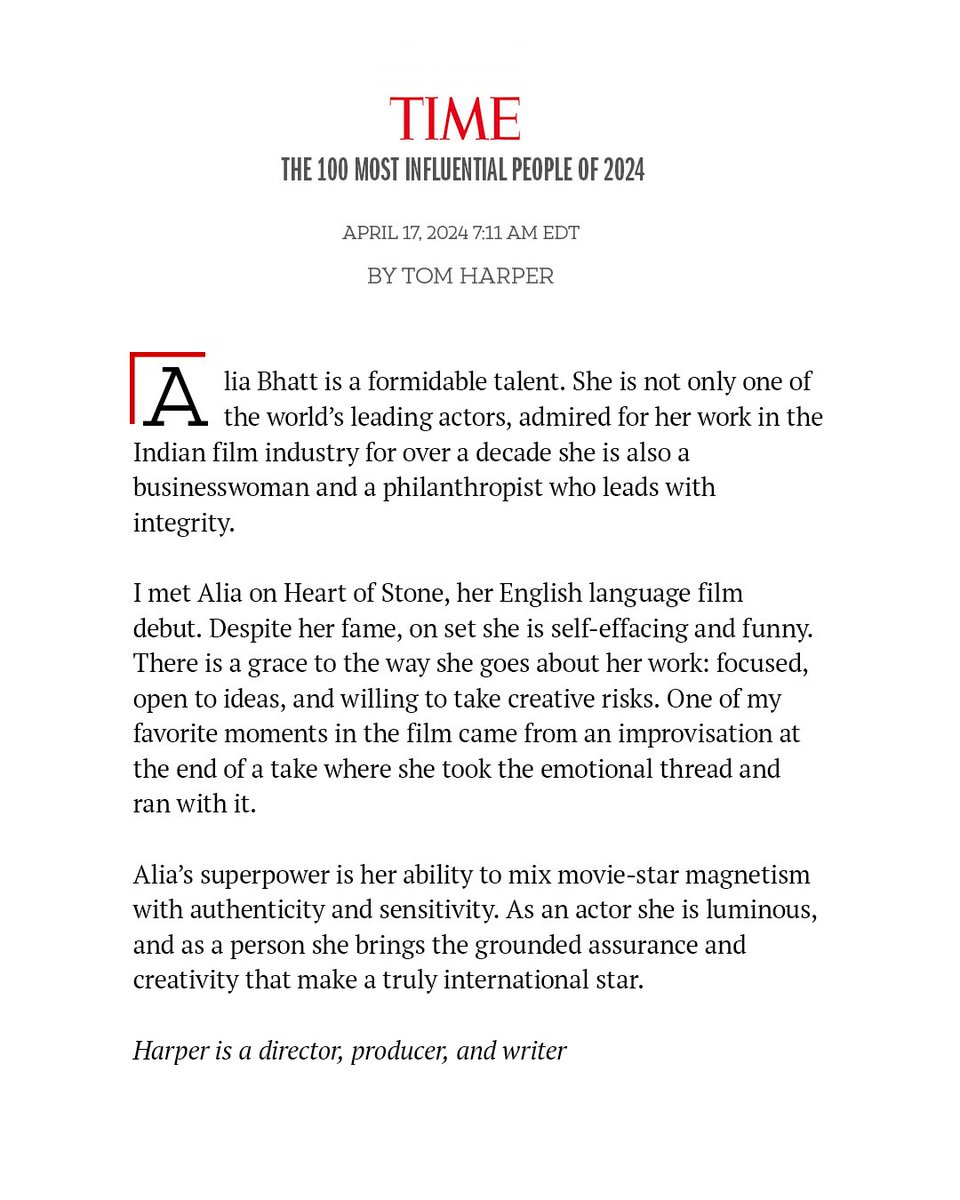Honoured to be a part of the #TIME100 @time 🫶
Thank you dearest @tomharps for your kind kind words 💫♥️✨☀️