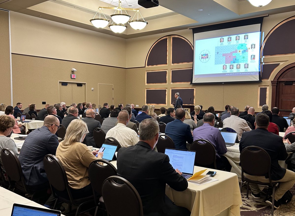 mischelmiller's tweet image. Kansas Council of Superintendents meeting and Dr. Watson addressing a sense of urgency to do the hard work necessary to meet the needs of our Kansas kids @ksdehq @KSUCollegeofEd #raiseexpectations