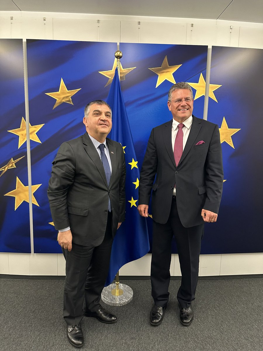 Fruitful exchange of views with @EU_Commission Vice-President @MarosSefcovic on🇹🇷-🇪🇺 green agenda and energy policies. I highlighted the urgency of advancing Türkiye-EU relations with an accession perspective on the way of achieving a geopolitical EU.  @MFATurkey @ABBaskanligi
