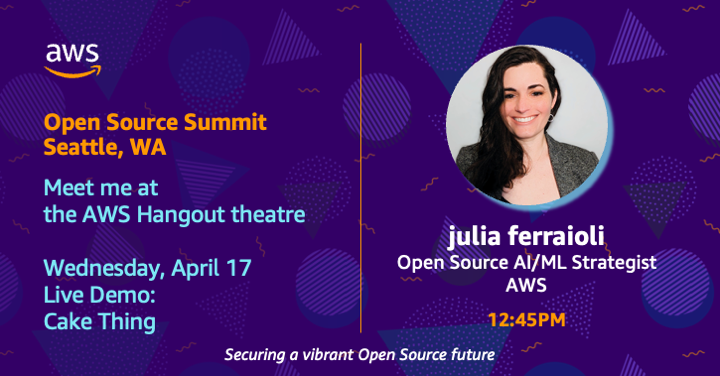 Did you come up to the @AWSOpen booth at #OSSummit and wonder what on earth 'Cake Thing' was on the demo schedule? Come find out at 12:45pm today!