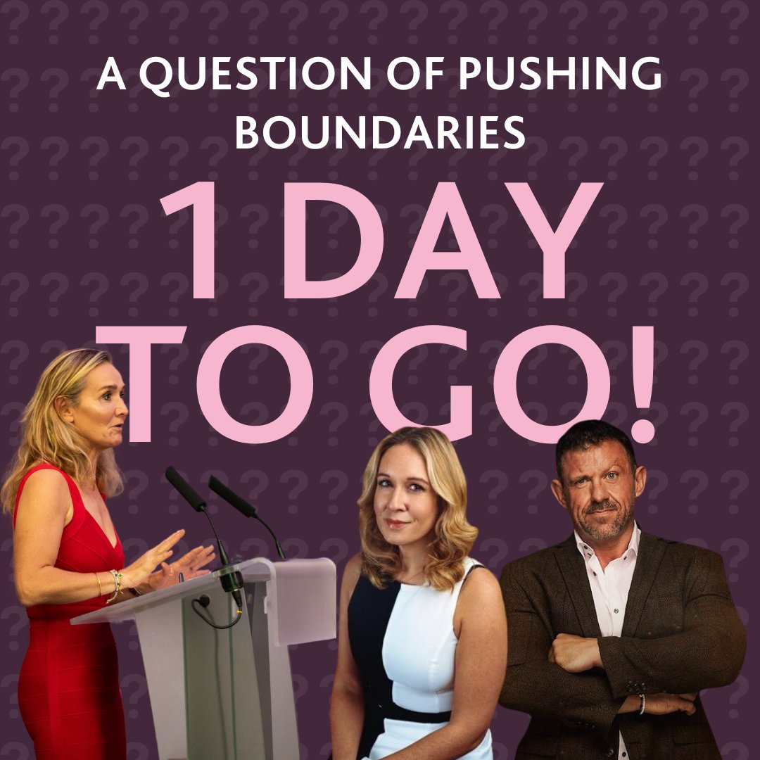 🥂1 day to go!🥂 Our A Question of Pushing Boundaries event is taking place tomorrow and we are so excited! We hope you leave our event feeling inspired and motivated by our incredible speakers; Lowri Morgan, Andrew Jenkins and Catrin Heledd! See you at 7:00pm tomorrow!