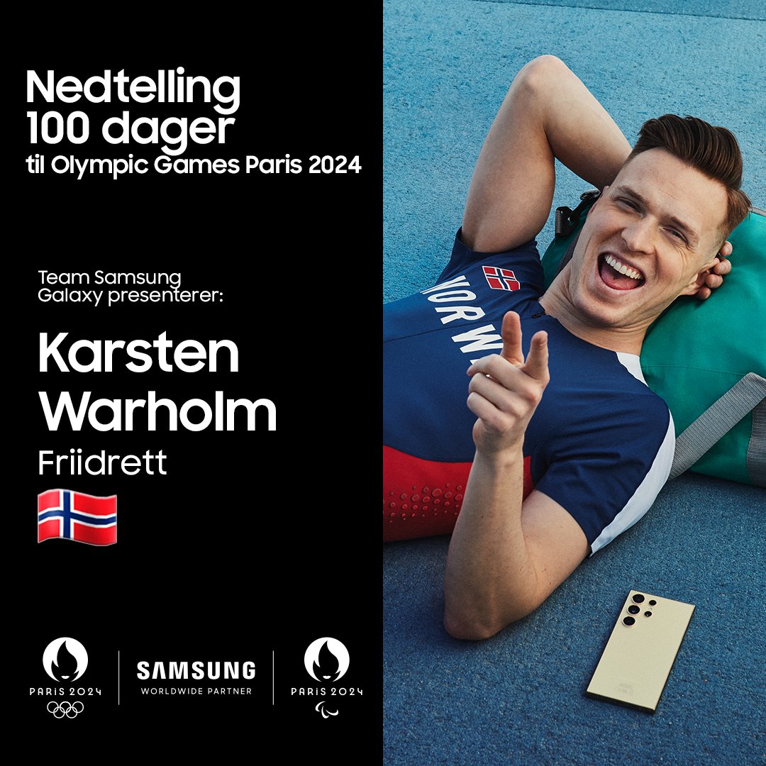 Nå er det 100 dager igjen til OL i Paris! Vi er stolte av å presentere våre lokale Team Samsung Galaxy-utøvere: @kwarholm og @gracebullen7. Les mer: spr.ly/6010bH8HI #OpenAlwaysWins #Olympics2024