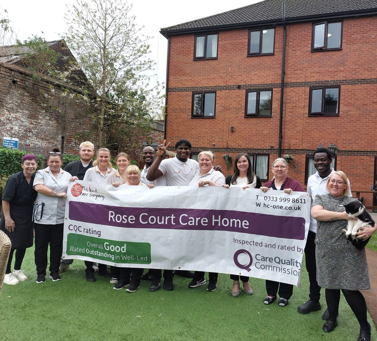 The team at our Rose Court care home are celebrating as they achieved 'Good' in their latest CQC Report with 'Outstanding' in well-led! 🍾🎈 Everyone is delighted, including George the Cat (in typical cat fashion he is holding in his emotions...) 🐱 Well done everyone!