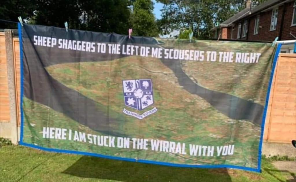 One of the greatest banners ever invented. By Tranmere Rovers fans 😂