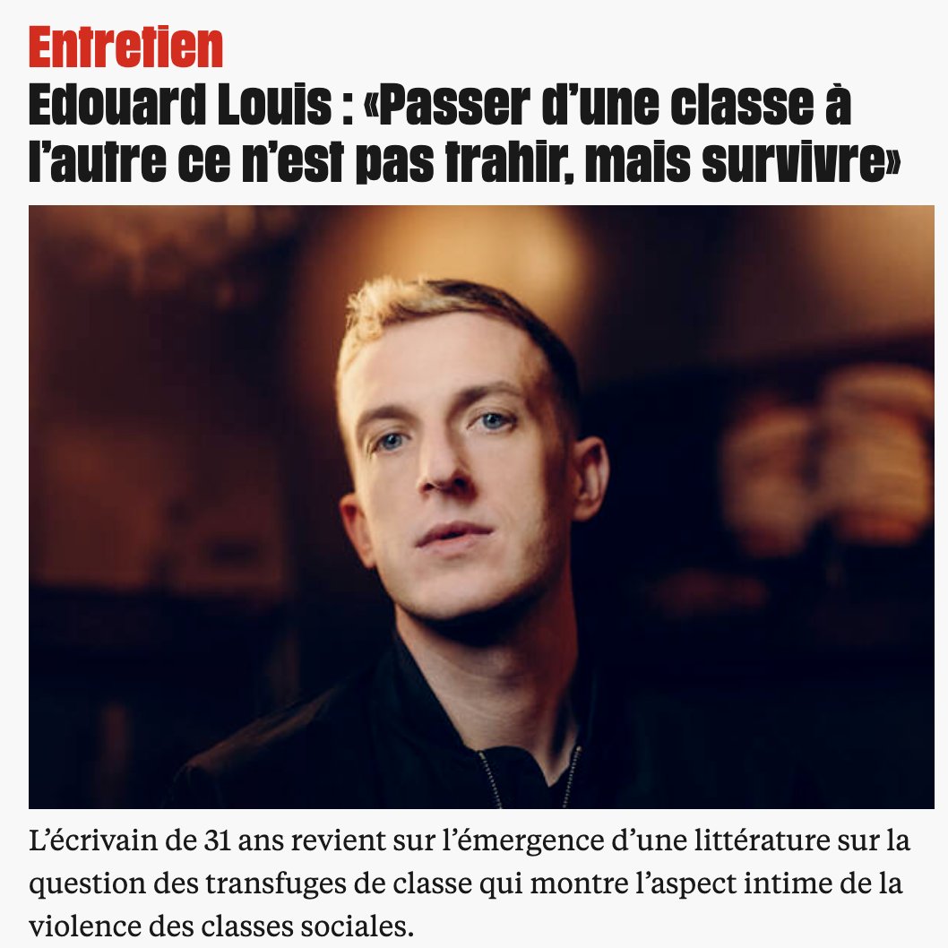 siul_miranda's tweet photo. #EdouardLouis, uno de mis escritores preferidos, nos habla de la ascensión social. 
https://t.co/whRalv2Qrc https://t.co/WsPXKKBcAT