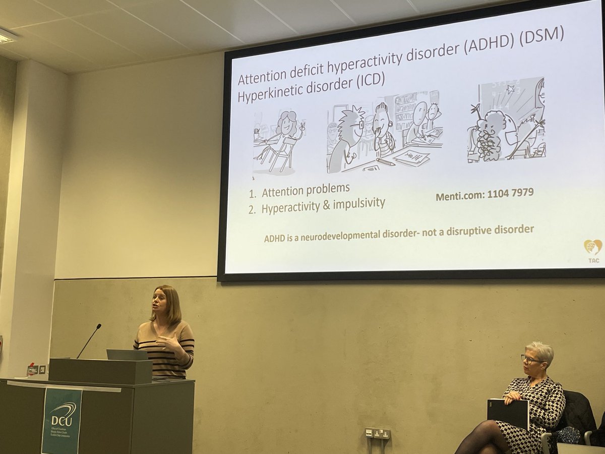 ⁦@gerscanlon⁩ and ⁦@grainne80⁩ sharing the research and teaching outputs of their ⁦@EUErasmusPlus⁩ TAC project ⁦@DCU_IoE⁩ this afternoon with a large audience interested in and working with children with ADHD symptoms