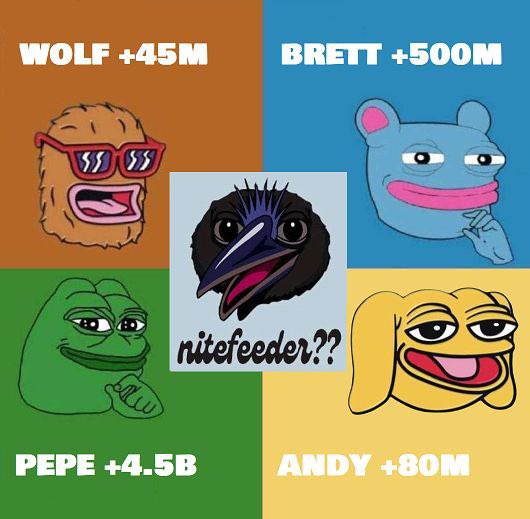 <a href="/W0LF0FCRYPT0/">The Wolf Of Crypto Streets</a> Look at this chart and tell me it isn't beautiful 😍

$pepe's only pet #nitefeeder is gonna fly soon. 

Together with $andy $brett $pepe and #landwolf they are the Boy's Club !

A Banger bro, banger 🔥

<a href="/NitefeederToken/">nitefeeder</a> 0x85f7cfe910393fb5593c65230622aa597e4223f1