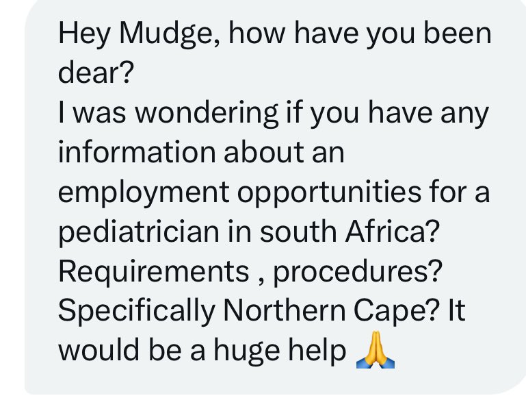 A paediatrician is looking for employment opportunities in SA , any leads? @kimheller3 @ApstDeza @bruna_giovanni @IamStheG @DephneyMathebu1