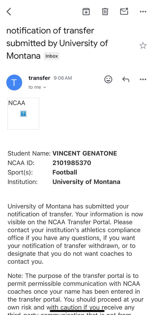I have officially entered the transfer portal with three years of eligibility. ATH/RB/LB, NCAA ID: 2101985370.
Thank you <a href="/MontanaGrizFB/">Montana Griz Football</a>, teammates, and coaches.
