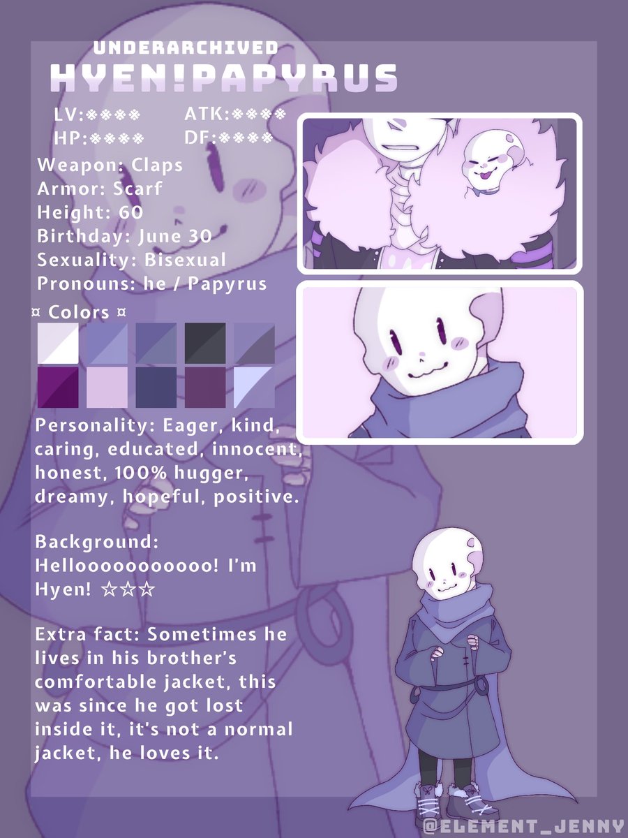 element_jennyy's tweet photo. Coloco esto para link de personaje 💫
#underarchived #hyenpapyrus #hyenasans #ocsans #ocpapyrus https://t.co/v3SiumgiKa