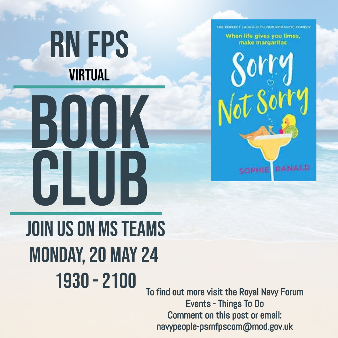 This months book is ‘Sorry Not Sorry’ by Sophie Ranald. Charlotte is getting bored of being good and jumps at the chance to shake things up. Full details can be found on the RN Forum below 👇 forum.royalnavy.mod.uk/events/things-…