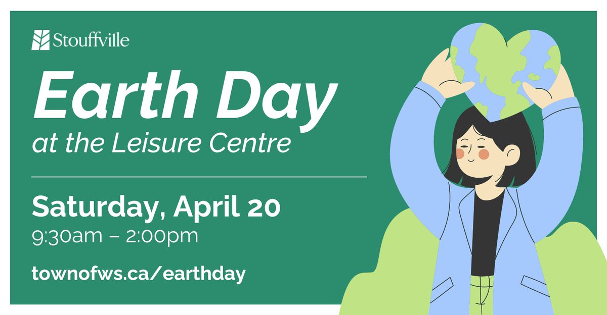 🌍 Celebrate Earth Day at Leisure Centre, April 20th, 9:30 am - 2 pm! 🌱 Enjoy eco-friendly fun with family: meet local groups, clean up, and craft! 🎨 📍 Leisure Centre (2 Park Drive) 🎉 FREE admission! 🔗️ townofws.ca/earthday