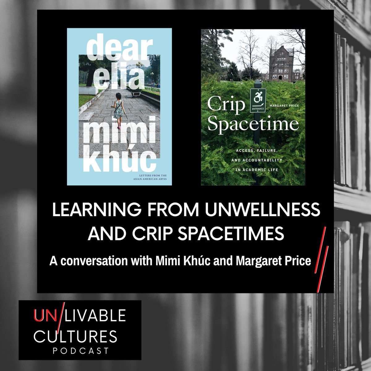 My conversation with @PriceMargaret and @mimikhuc about their new books 'Crip Spacetime' and 'dear elia' (both from @DukePress) is now live from @UnlivablePod! Interview audio: open.spotify.com/episode/7ax6PB… Interview transcript: docs.google.com/document/d/1oP…