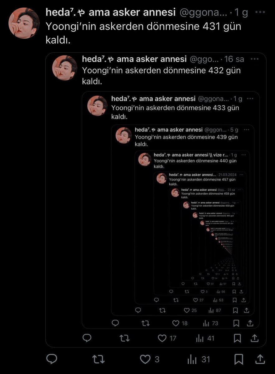 Yoongi’nin askerden dönmesine 430 gün kaldı.