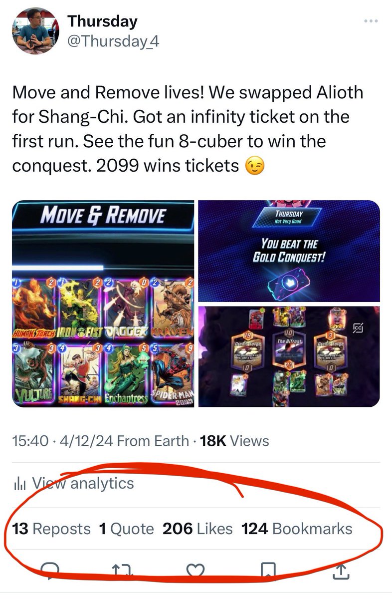 JeromeSBlanco's tweet image. Perhaps it’s time to admit my “alt” account (used purely for Marvel Snap content) is my main one after all 😅