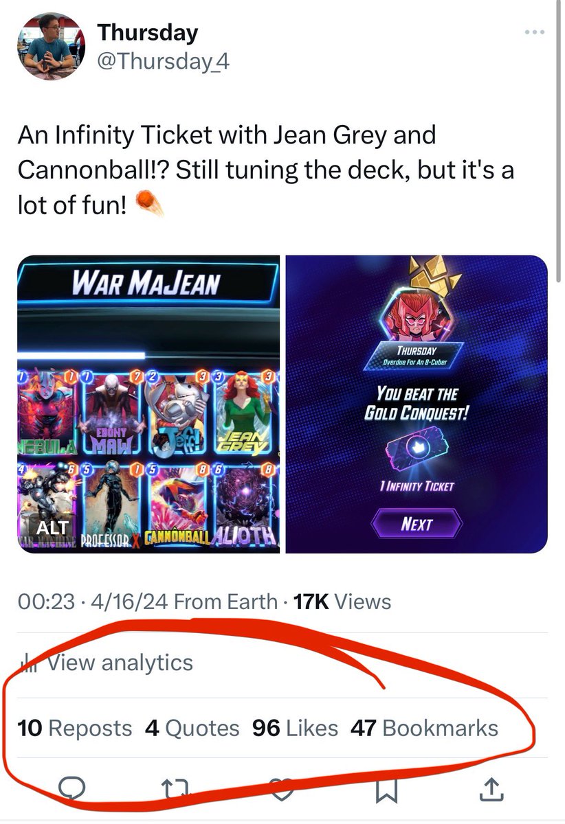 JeromeSBlanco's tweet image. Perhaps it’s time to admit my “alt” account (used purely for Marvel Snap content) is my main one after all 😅