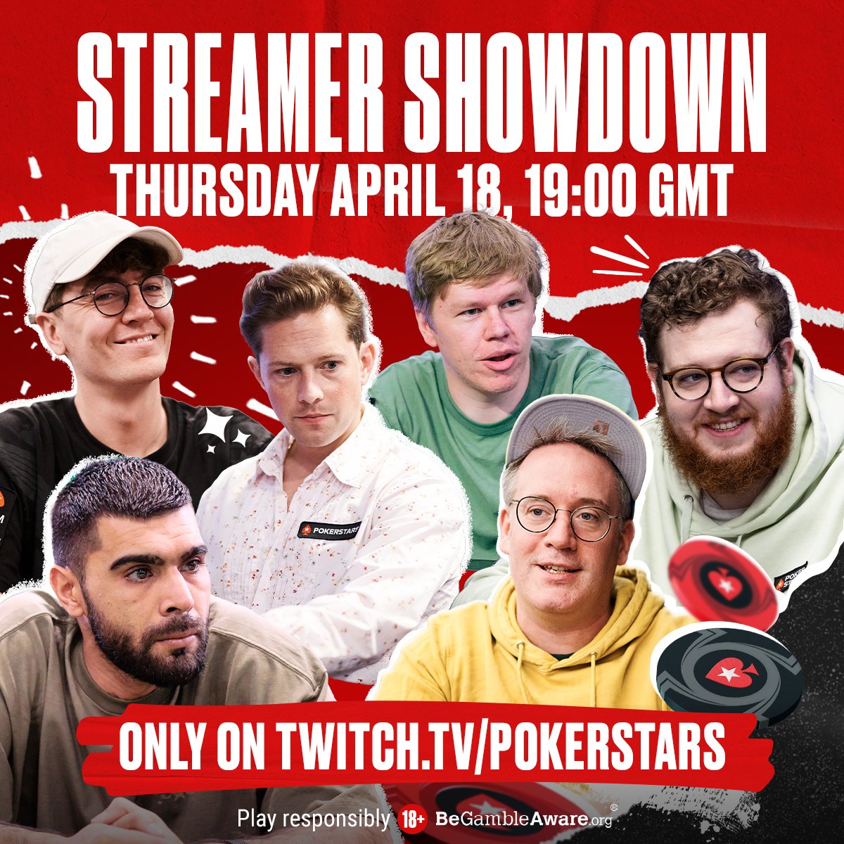 📅 Tomorrow on @PSTwitch - it's The Streamer Showdown! Join @EasyWithAces, @spraggy, @Tonkaaap, @SquidPoker, @AdamMcKola and @Chelsearory as they battle it out in a $50 SnG. PLUS ▶️ Tune in at 19:00 BST to find out how you can play along in a $3k GTD centroll 👀